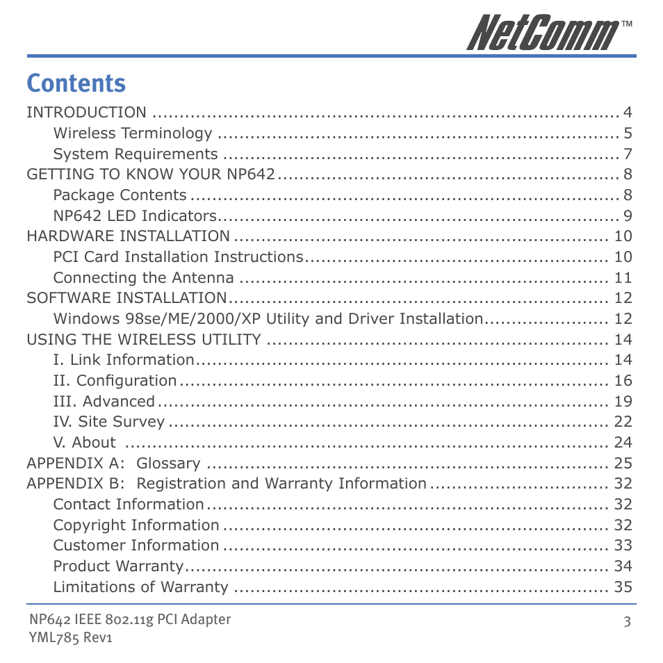 NetComm NP642 User Manual | Page 3 / 36