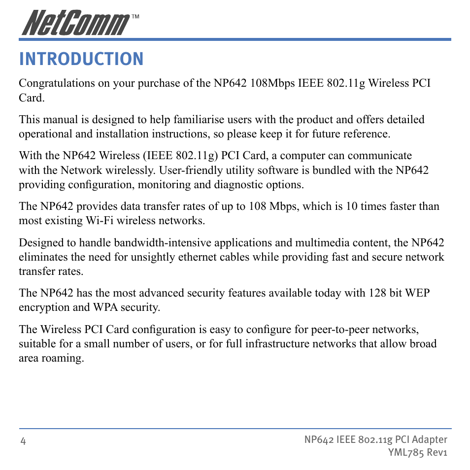 Introduction | NetComm NP642 User Manual | Page 4 / 36