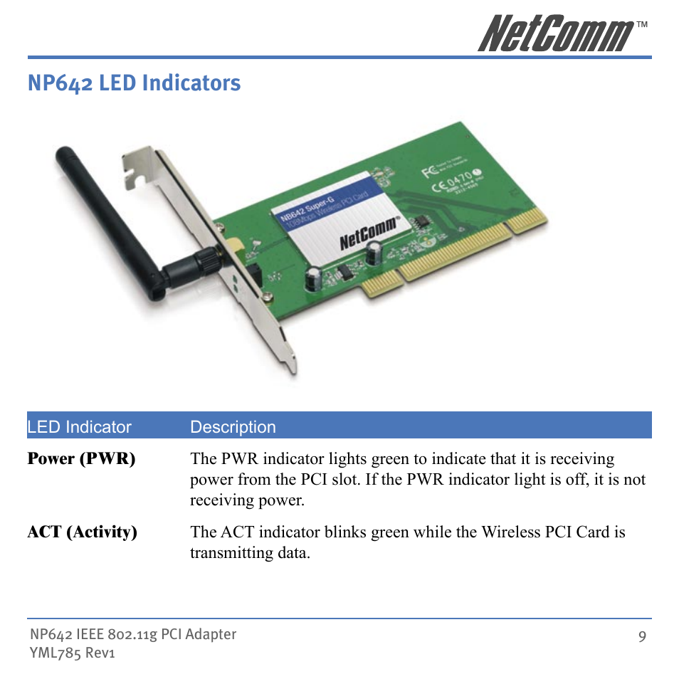 Np642 led indicators | NetComm NP642 User Manual | Page 9 / 36