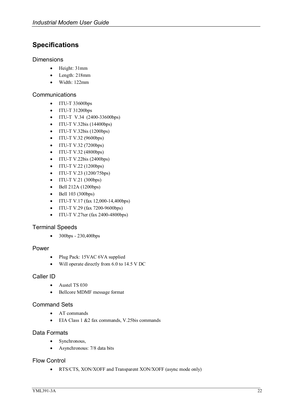 Specifications | NetComm IG6000 User Manual | Page 22 / 23