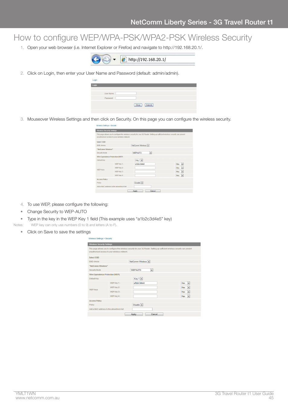 Netcomm liberty series - 3g travel router t1 | Nortel Networks T1 User Manual | Page 45 / 51