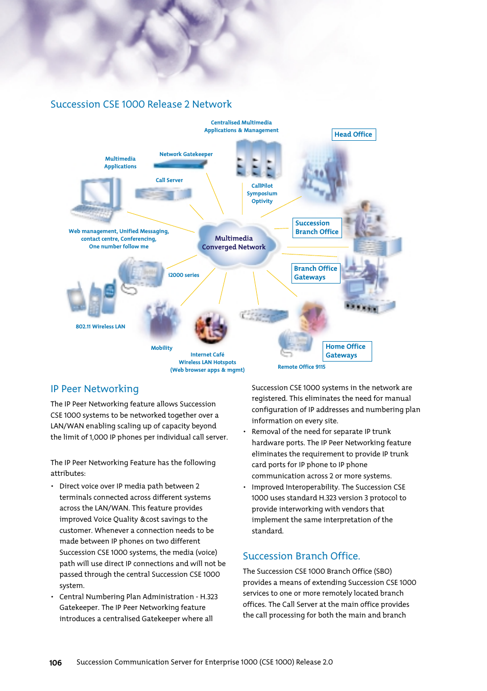 Ip peer networking, Succession branch office | Nortel Networks 7400 User Manual | Page 115 / 252