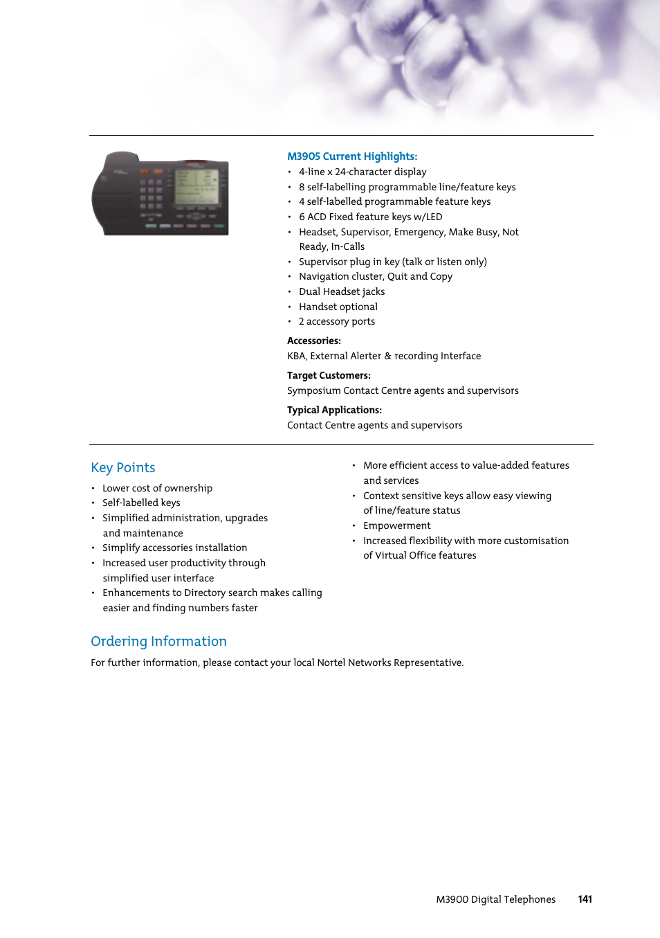 Key points, Ordering information | Nortel Networks 7400 User Manual | Page 150 / 252