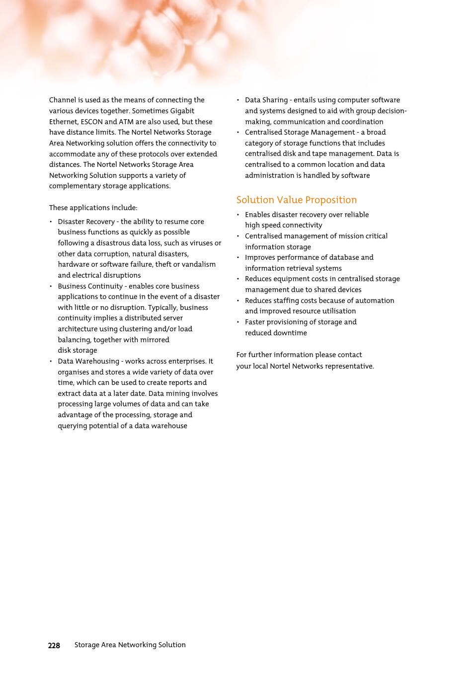 Solution value proposition | Nortel Networks 7400 User Manual | Page 237 / 252