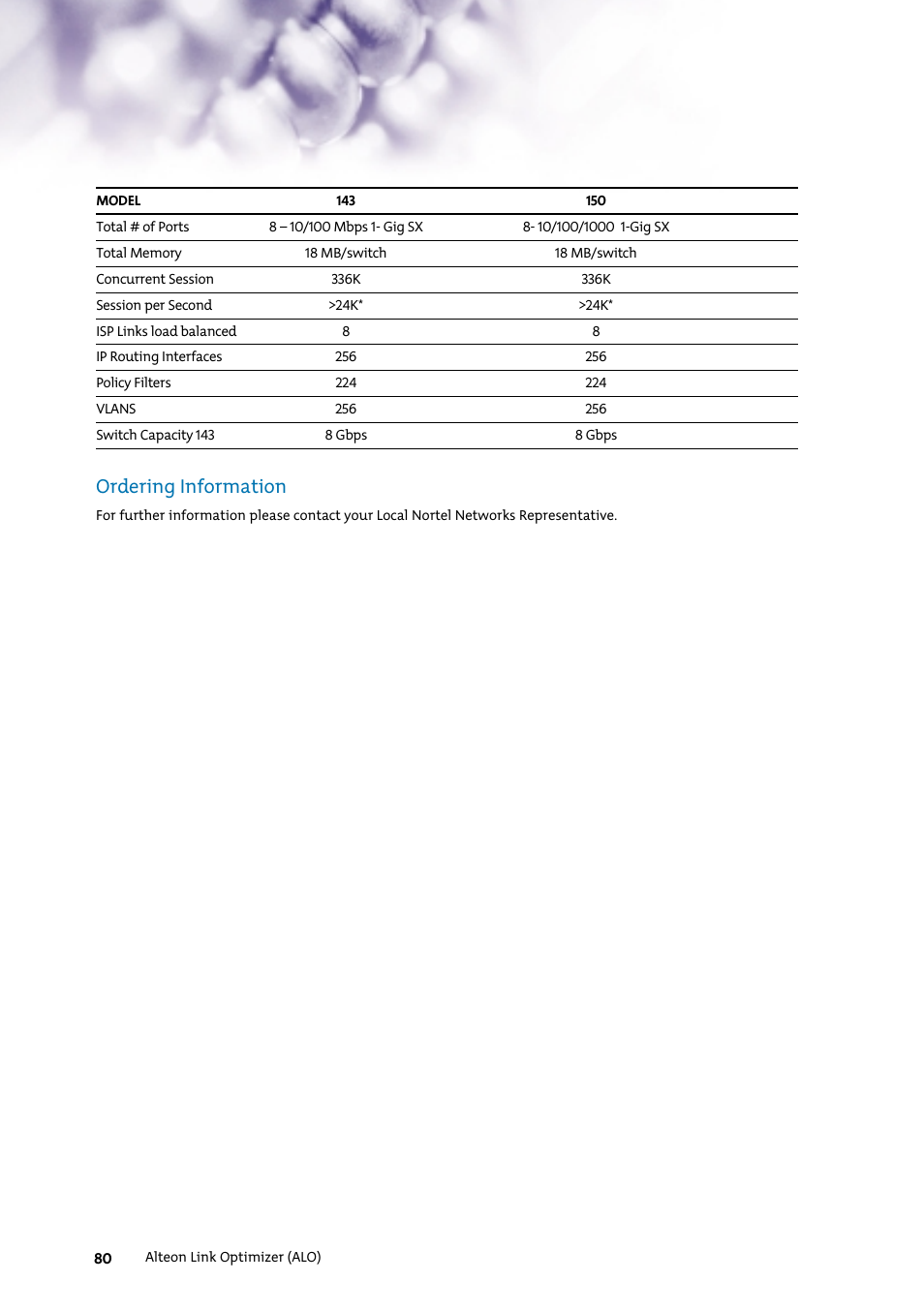 Ordering information | Nortel Networks 7400 User Manual | Page 89 / 252