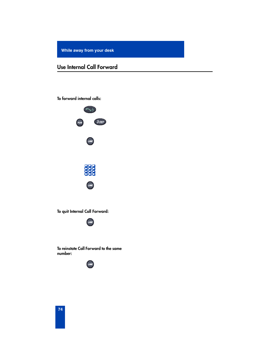 Use internal call forward | Nortel Networks 2210 User Manual | Page 74 / 116