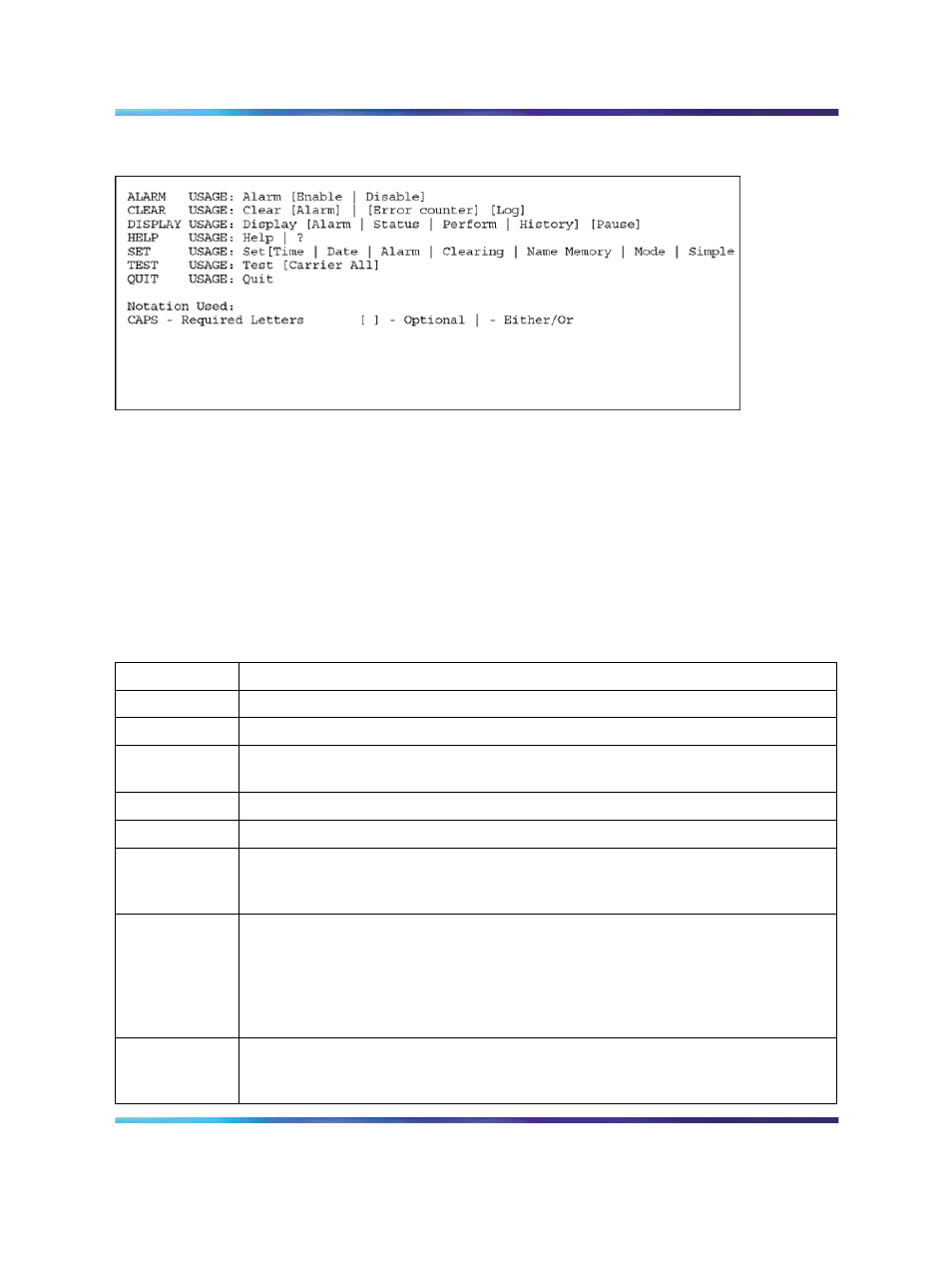 Figure 65 help (h, ?) screen, Table 124 mmi commands and command sets, Appears | Nortel Networks Circuit Card 311 User Manual | Page 296 / 1134