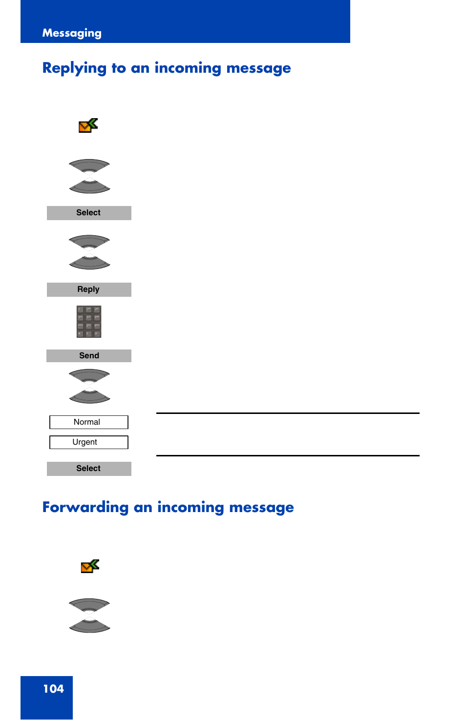 Replying to an incoming message, Forwarding an incoming message | Nortel Networks Nortel 4070 User Manual | Page 104 / 212