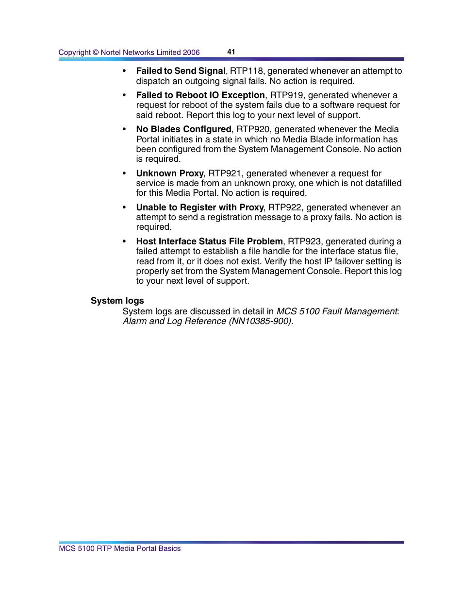 System logs | Nortel Networks NN10265-111 User Manual | Page 41 / 118