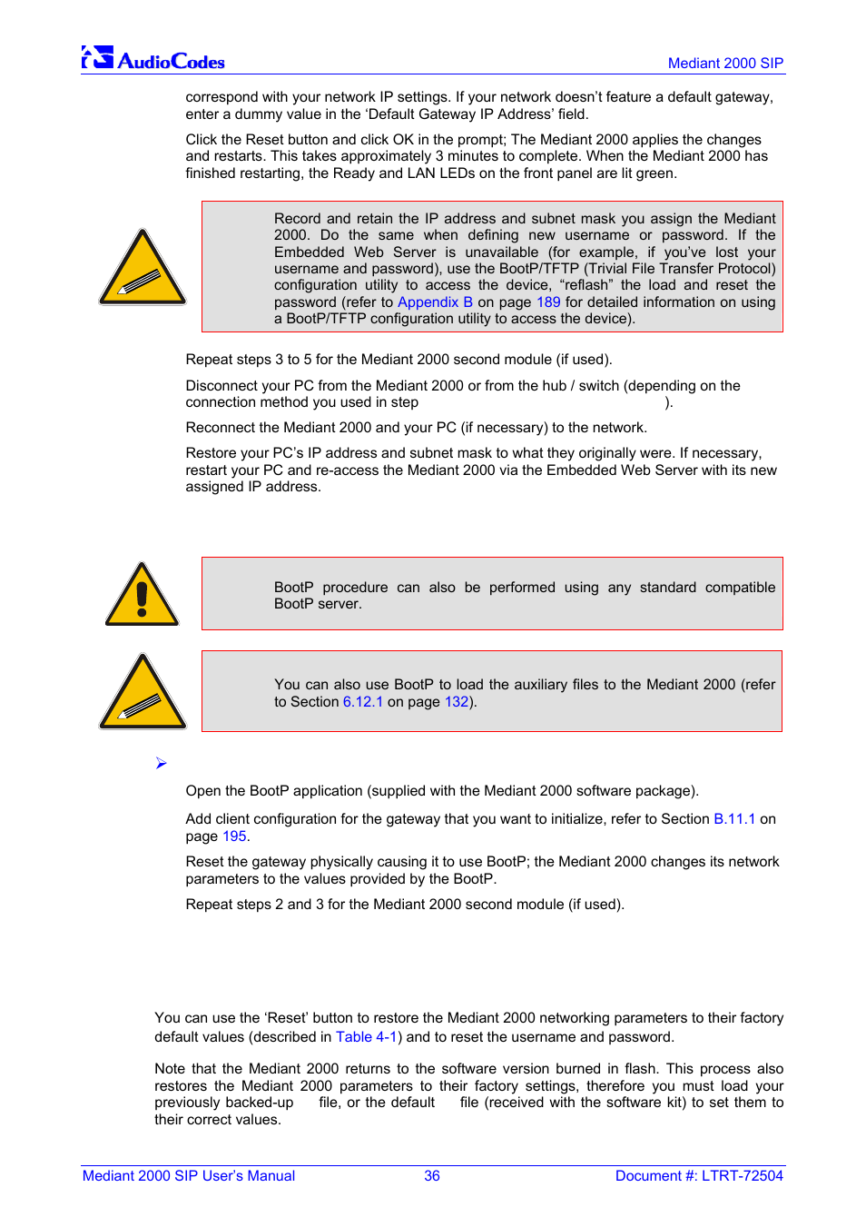 Assigning an ip address using bootp, On pag, 2 assigning an ip address using bootp | Nortel Networks Mediant TP-1610 SIP User Manual | Page 36 / 280