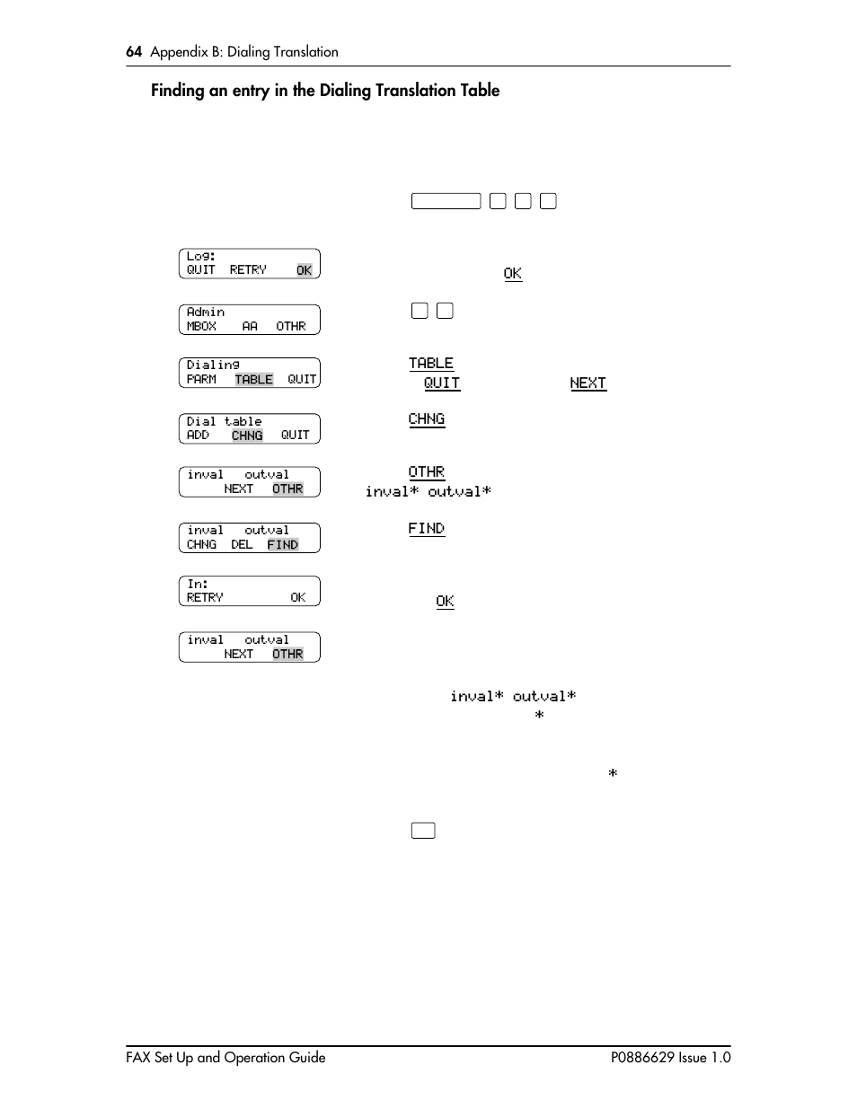 Finding an entry in the dialing translation table | Nortel Networks NORSTAR VOICE MAIL 4.0 FAX P0886629 User Manual | Page 64 / 81