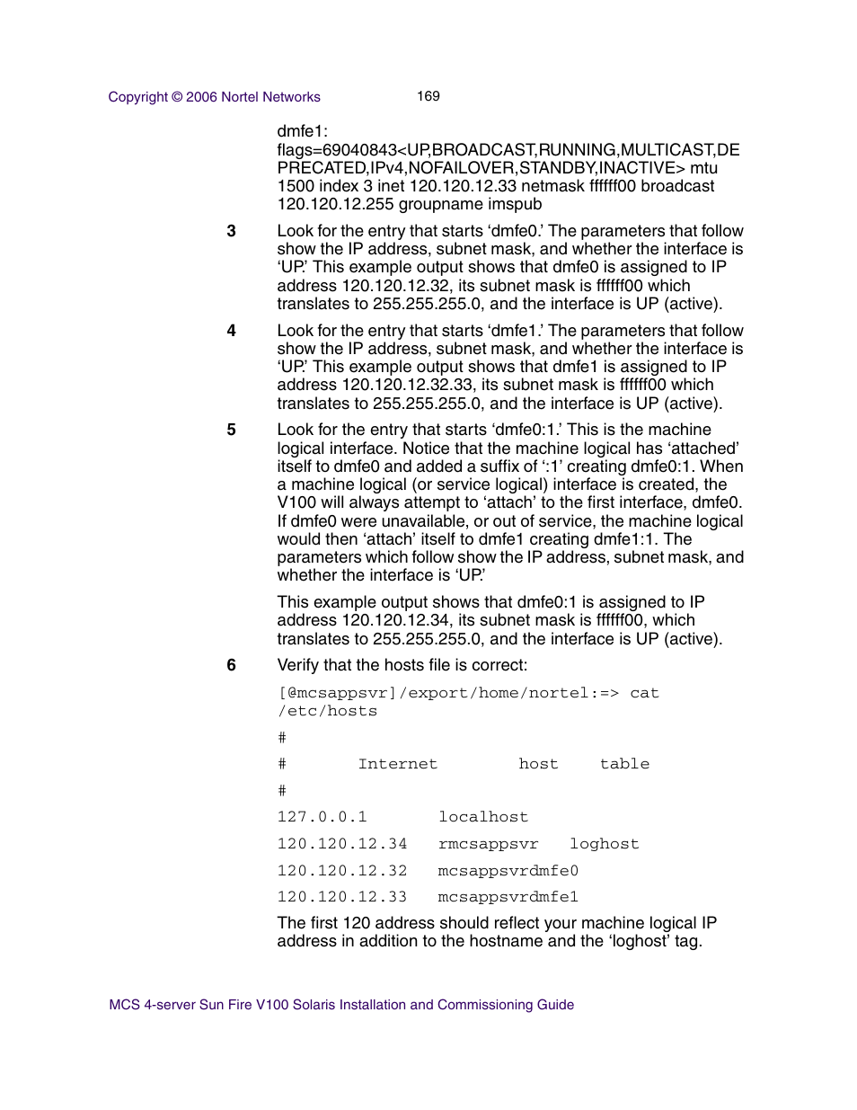 Nortel Networks Sun Fire V100 User Manual | Page 169 / 192