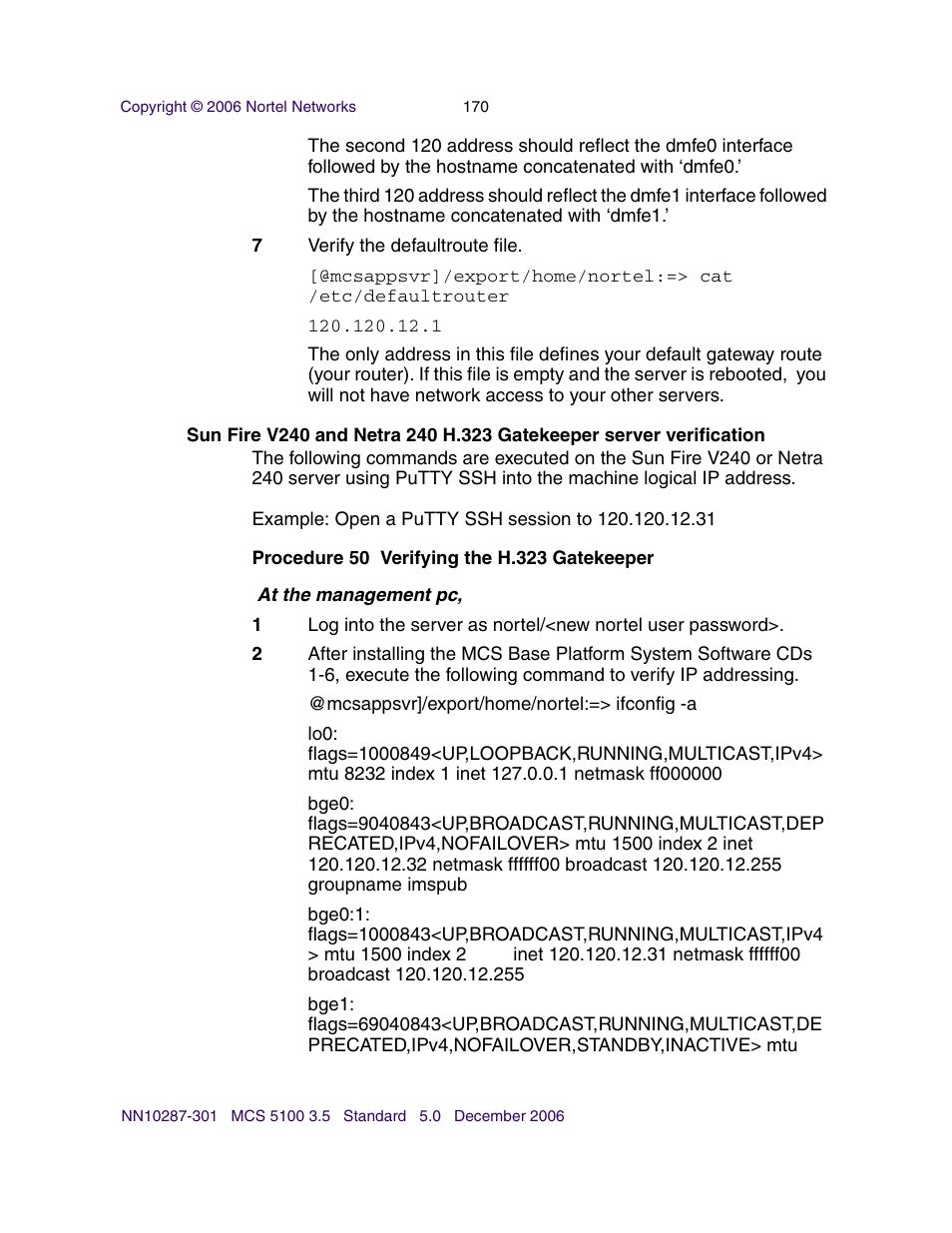 Nortel Networks Sun Fire V100 User Manual | Page 170 / 192