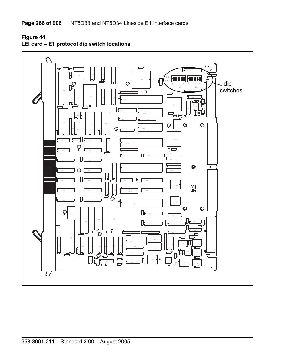 Figure 44 on, Dip switches | Nortel Networks Circuit Card User Manual | Page 266 / 908