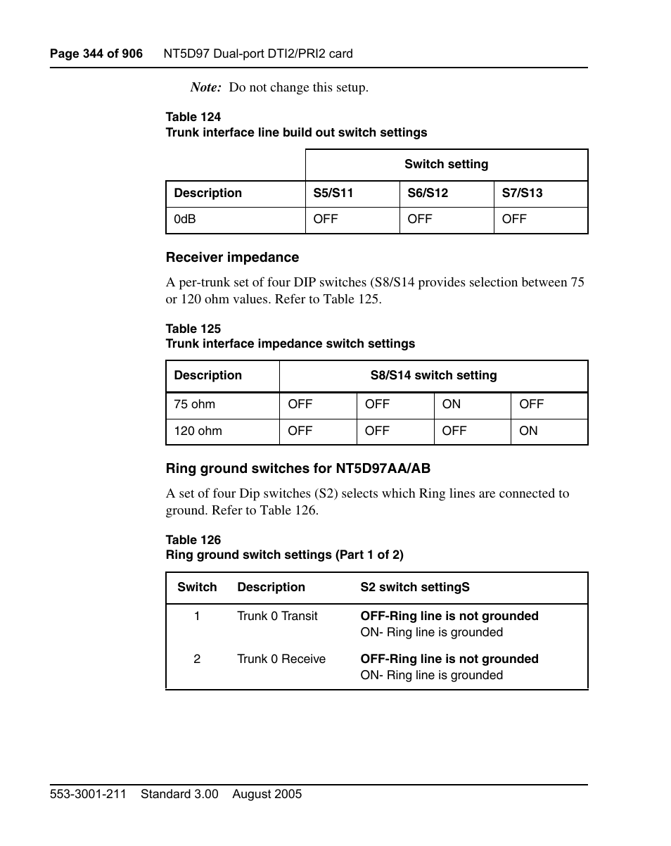 Table 124 on | Nortel Networks Circuit Card User Manual | Page 344 / 908