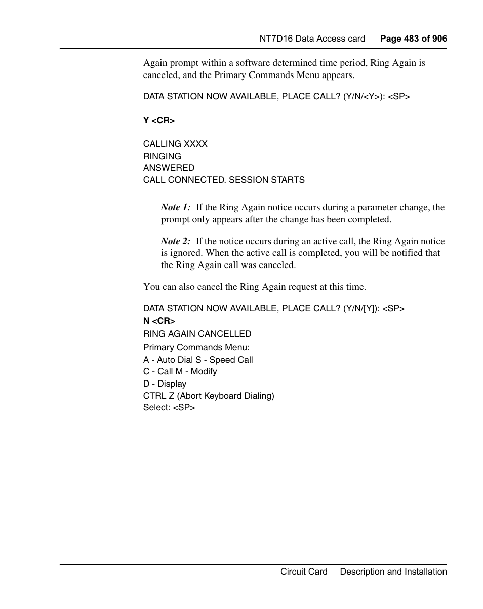 Nortel Networks Circuit Card User Manual | Page 483 / 908