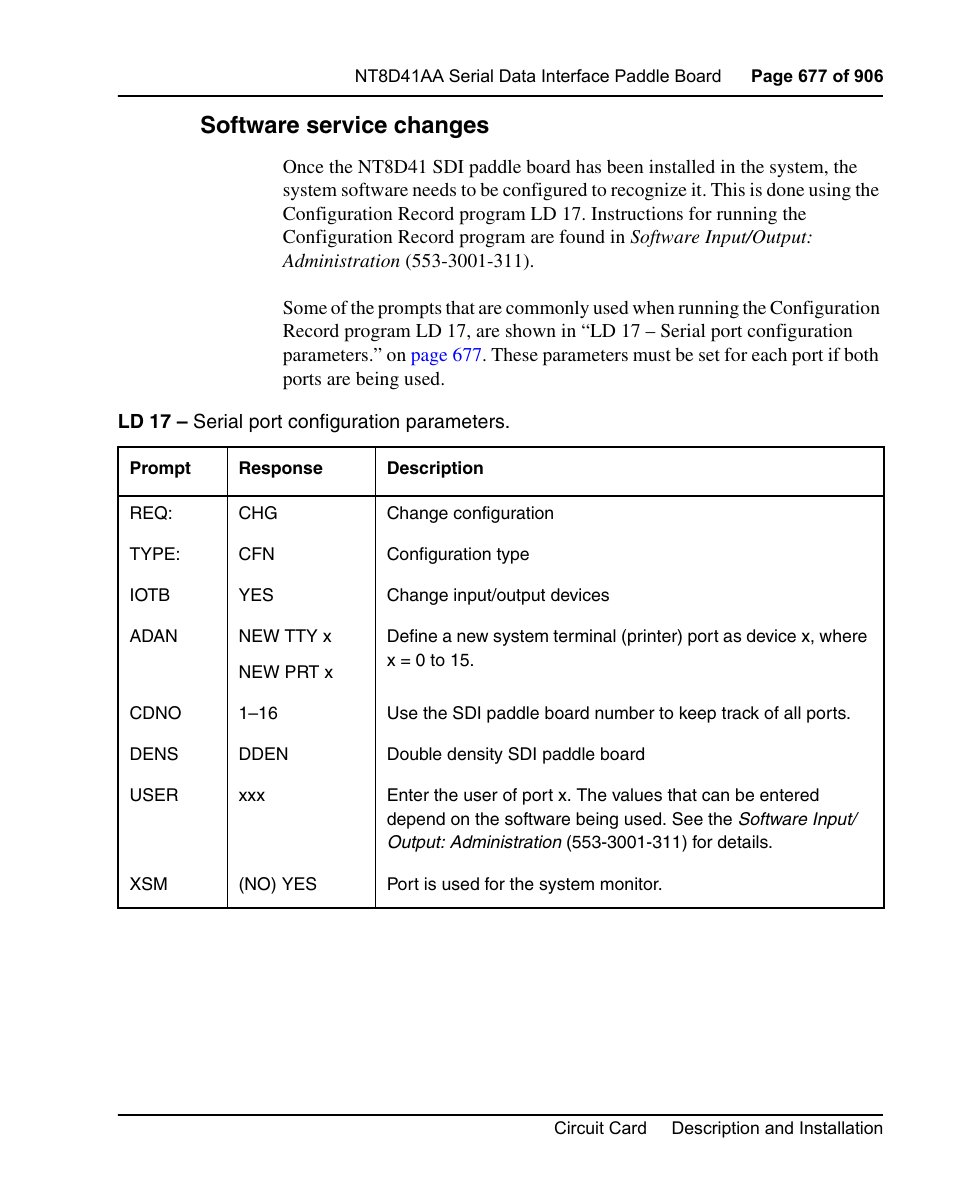 Software service changes, Are found in “software service changes” on | Nortel Networks Circuit Card User Manual | Page 677 / 908