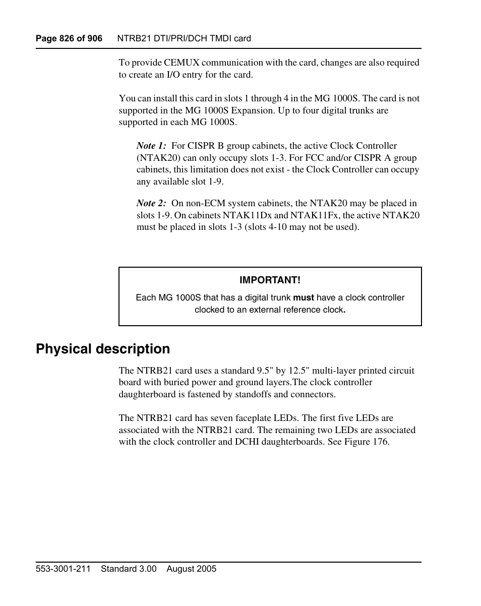 Physical description | Nortel Networks Circuit Card User Manual | Page 826 / 908