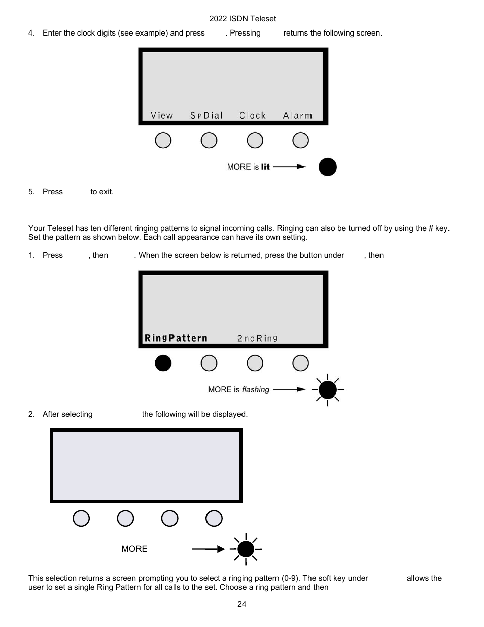 Ringing patterns, Enter ca key or number> pressed key: common | Nortel Networks i2022 Series User Manual | Page 26 / 61