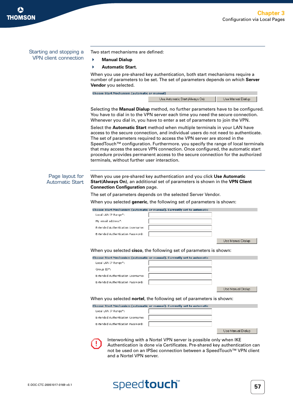 Starting and stopping a vpn client connection, Chapter 3 | Nortel Networks 608(WL) User Manual | Page 59 / 222