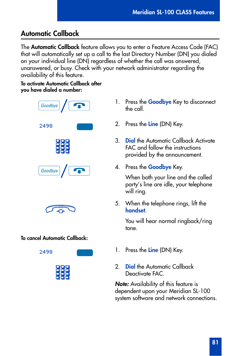 Automatic callback | Nortel Networks Meridian M3902 User Manual | Page 81 / 146