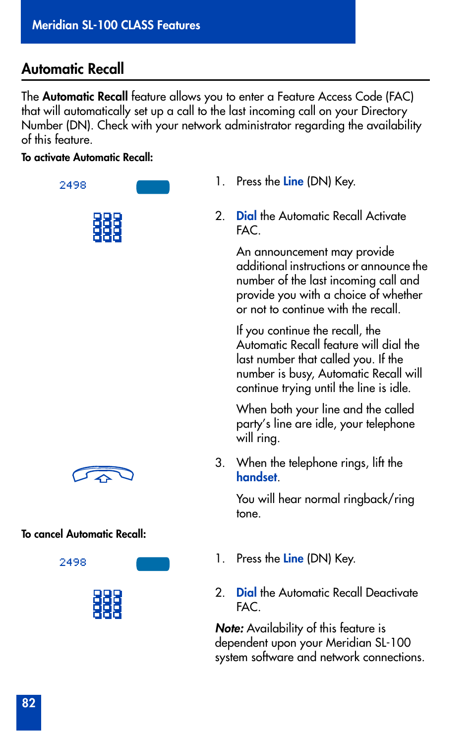 Automatic recall | Nortel Networks Meridian M3902 User Manual | Page 82 / 146