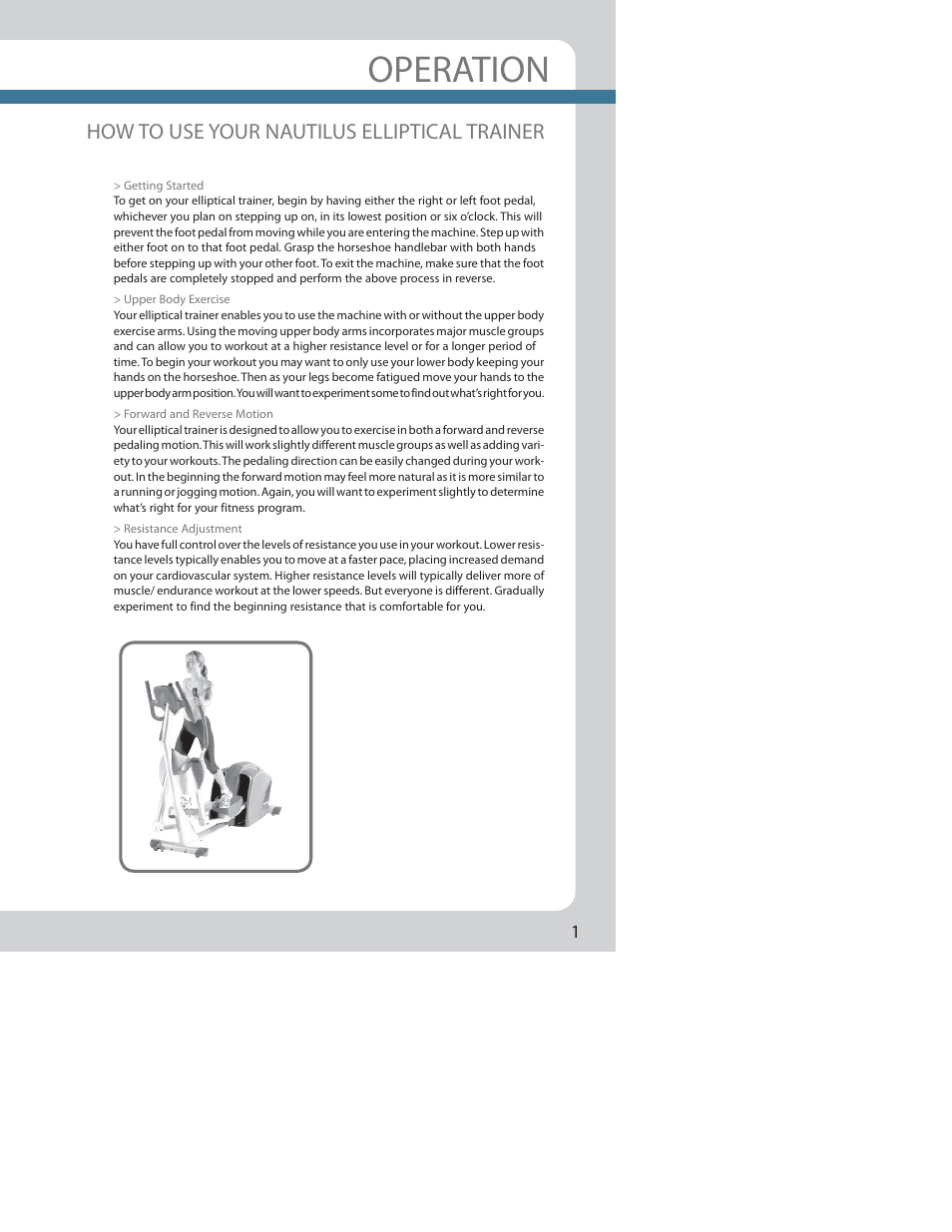 Operation, How to use your nautilus elliptical trainer | Nautilus NE 1000 User Manual | Page 5 / 24