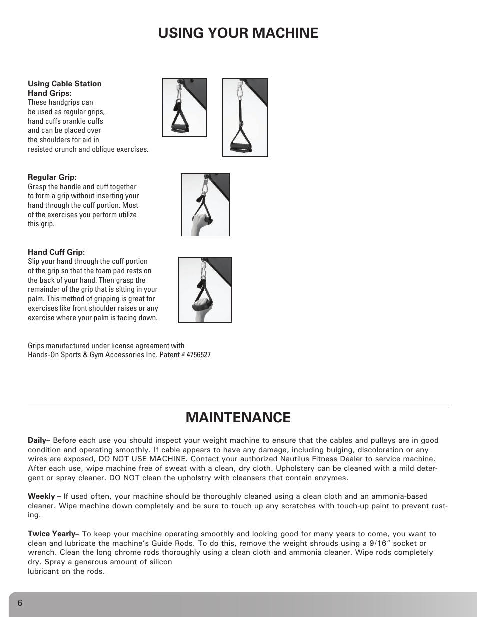 Using your machine maintenance | Nautilus BE STRONG. NS 600X User Manual | Page 6 / 25