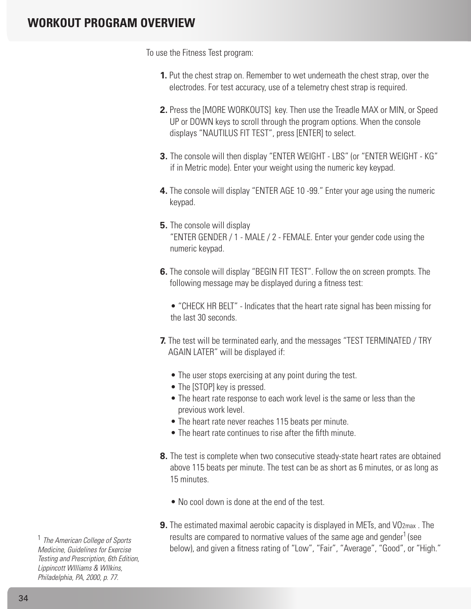 Workout program overview | Nautilus TREADCLIMBER TC916 User Manual | Page 34 / 62