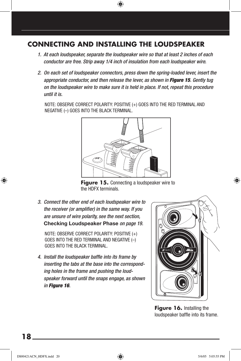 Connecting and installing the loudspeaker | Niles Audio Speaker User Manual | Page 20 / 28