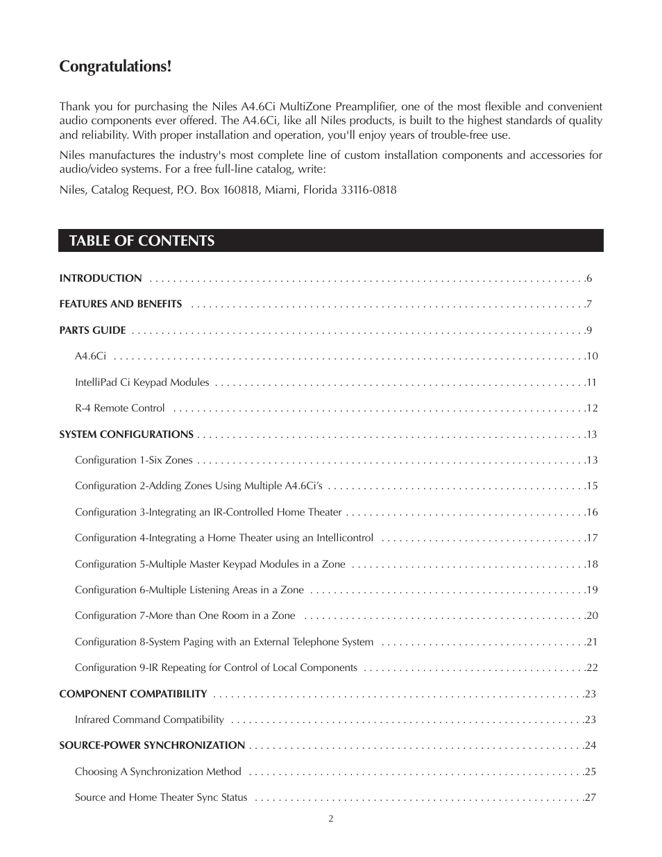 Niles Audio A4.6Ci User Manual | Page 2 / 107