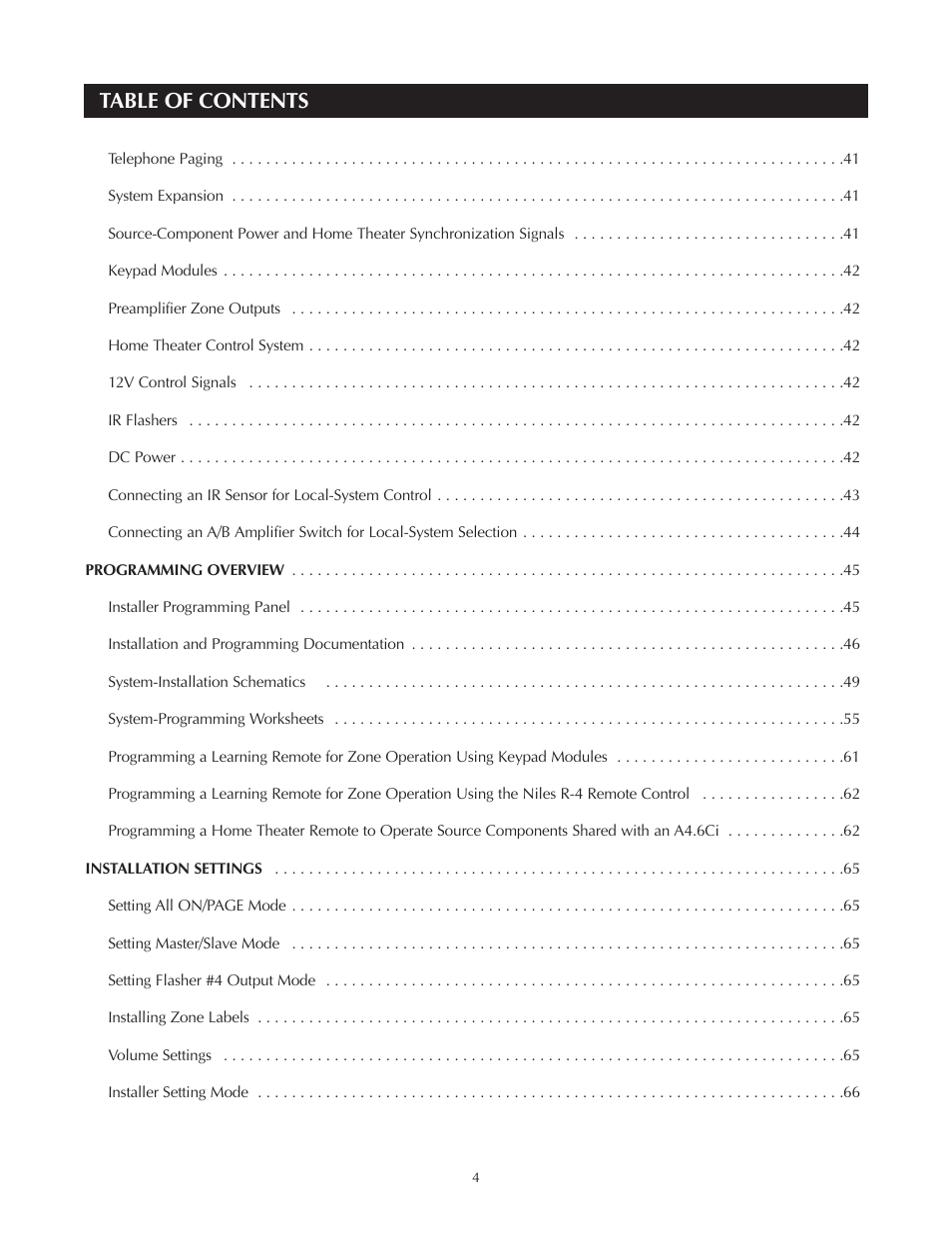 Niles Audio A4.6Ci User Manual | Page 4 / 107