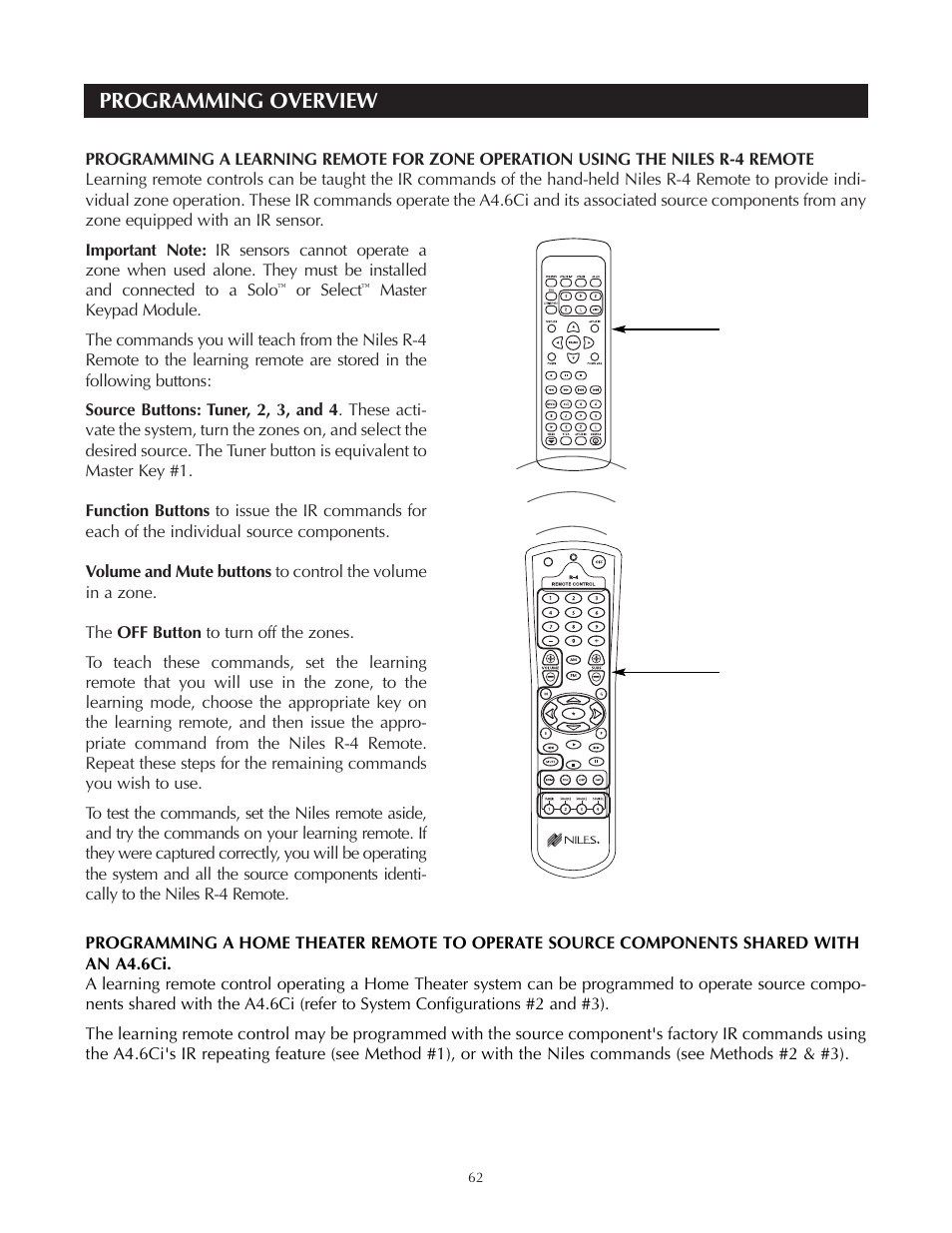 Programming overview | Niles Audio A4.6Ci User Manual | Page 62 / 107