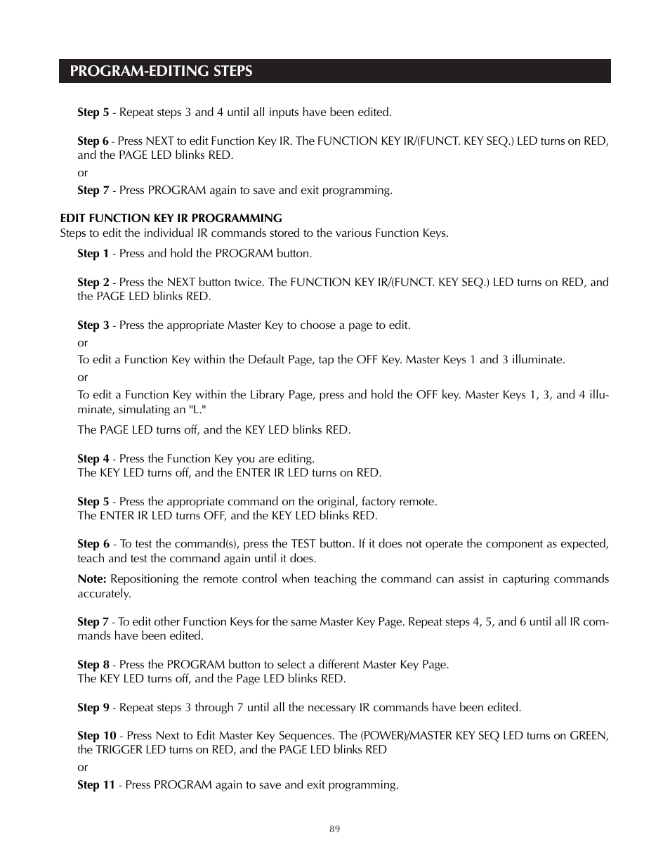 Program-editing steps | Niles Audio A4.6Ci User Manual | Page 89 / 107