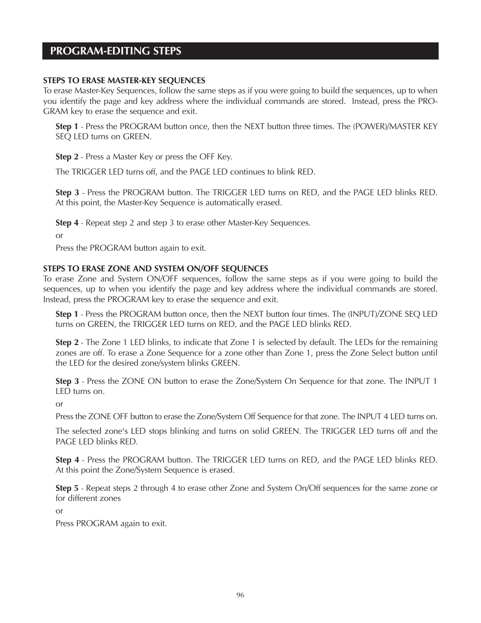 Program-editing steps | Niles Audio A4.6Ci User Manual | Page 96 / 107