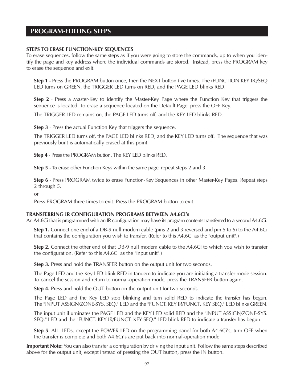 Program-editing steps | Niles Audio A4.6Ci User Manual | Page 97 / 107