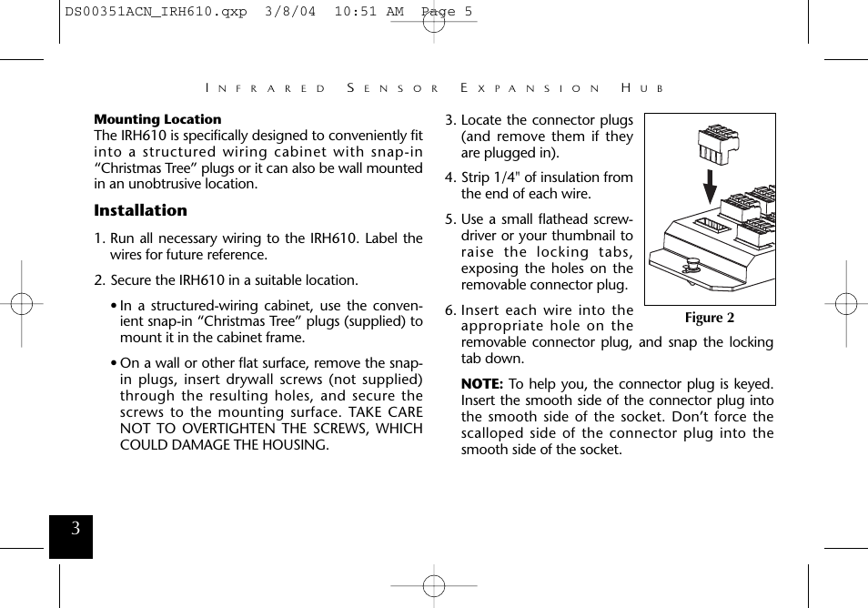 Installation | Niles Audio Infrared Sensor Expansion Hub IRH610 User Manual | Page 4 / 8