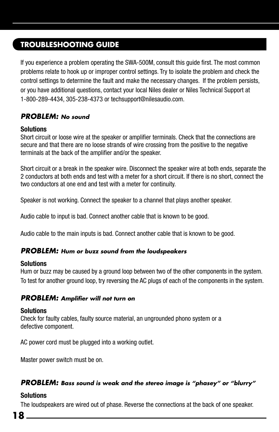 Niles Audio SWA-500M User Manual | Page 20 / 24