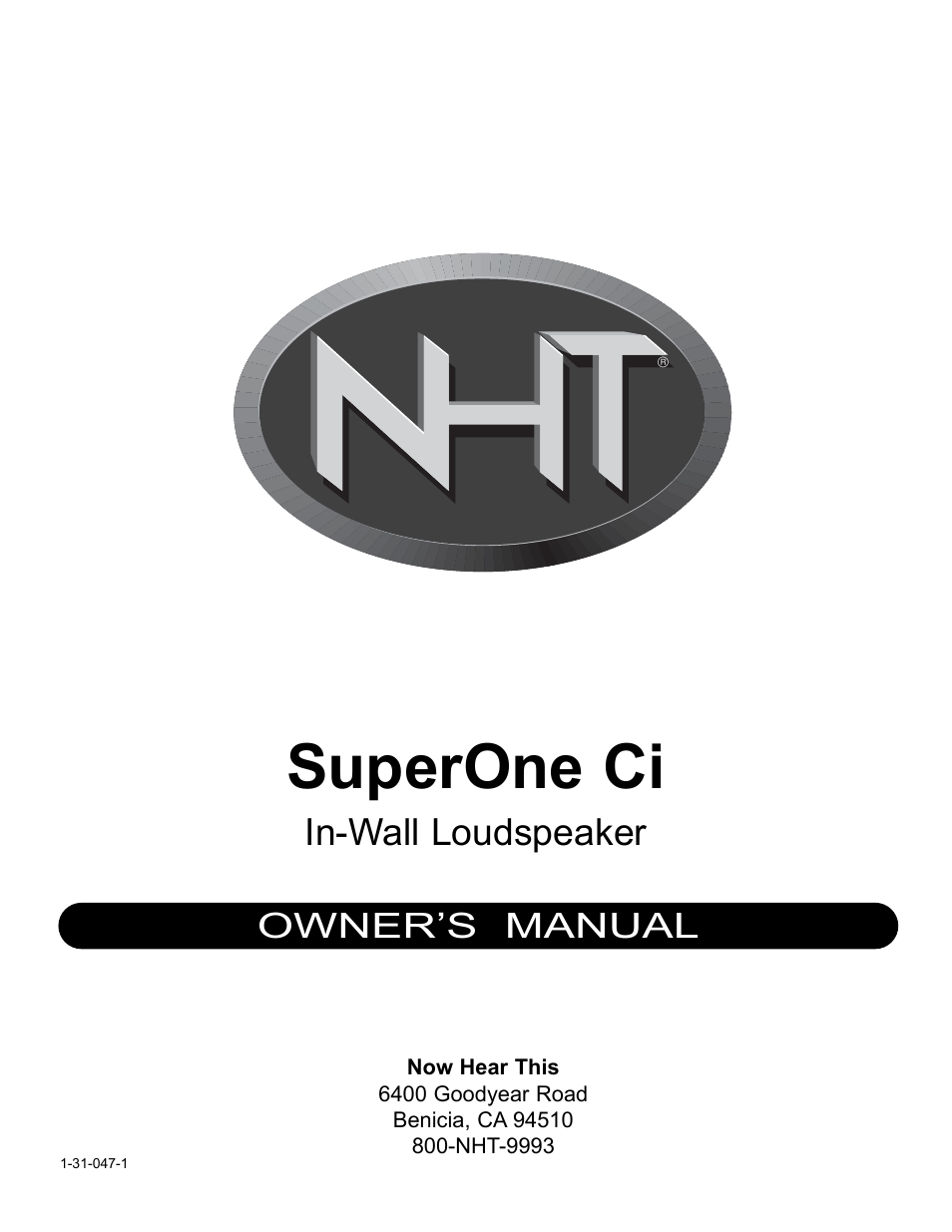 NHT SuperOne Ci User Manual | 7 pages