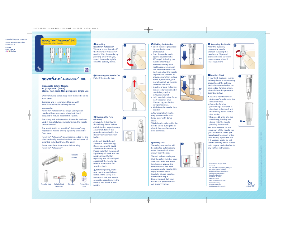 Novo Nordisk novofine Autocover 30G User Manual | 1 page