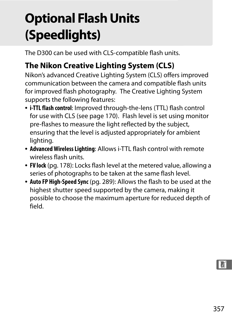 Optional flash units (speedlights) | Nikon D300 User Manual | Page 383 / 452