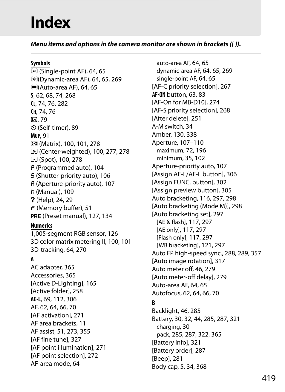 Index | Nikon D300 User Manual | Page 445 / 452