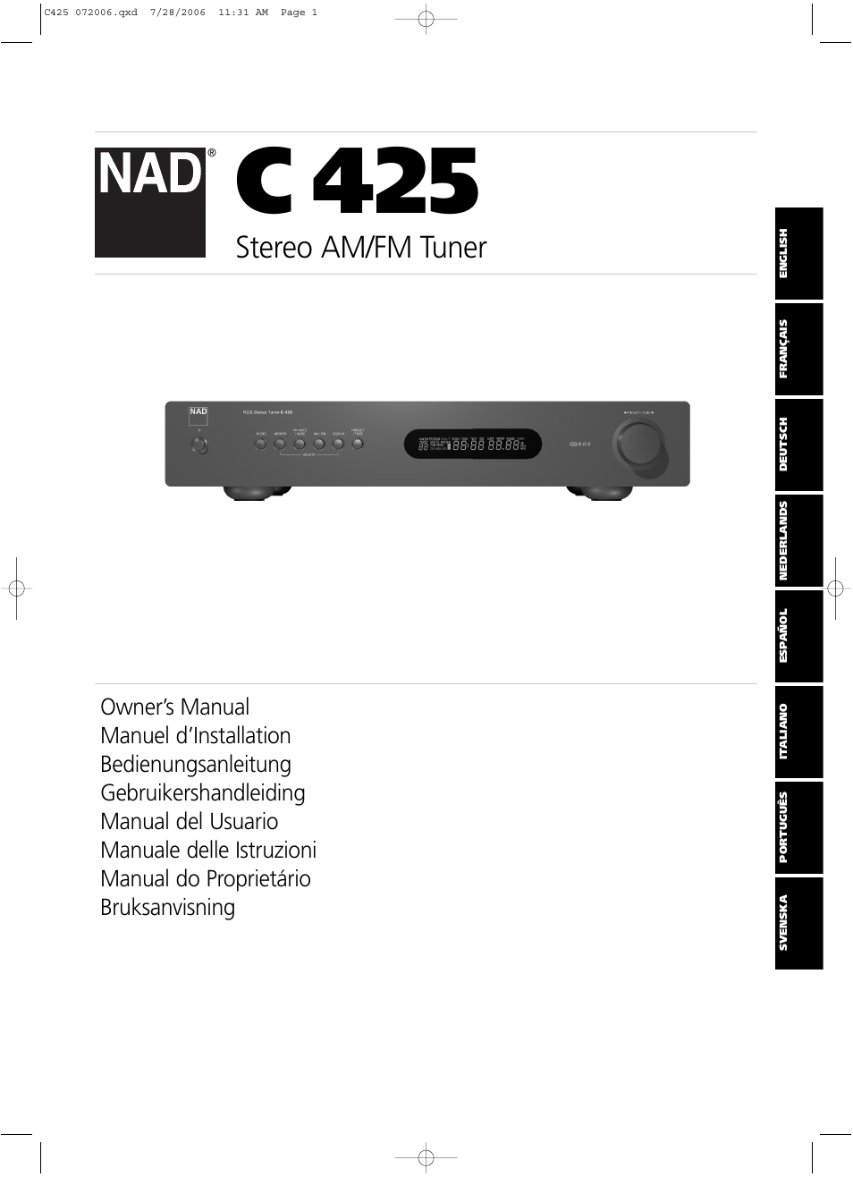 NAD C 425 User Manual | 68 pages