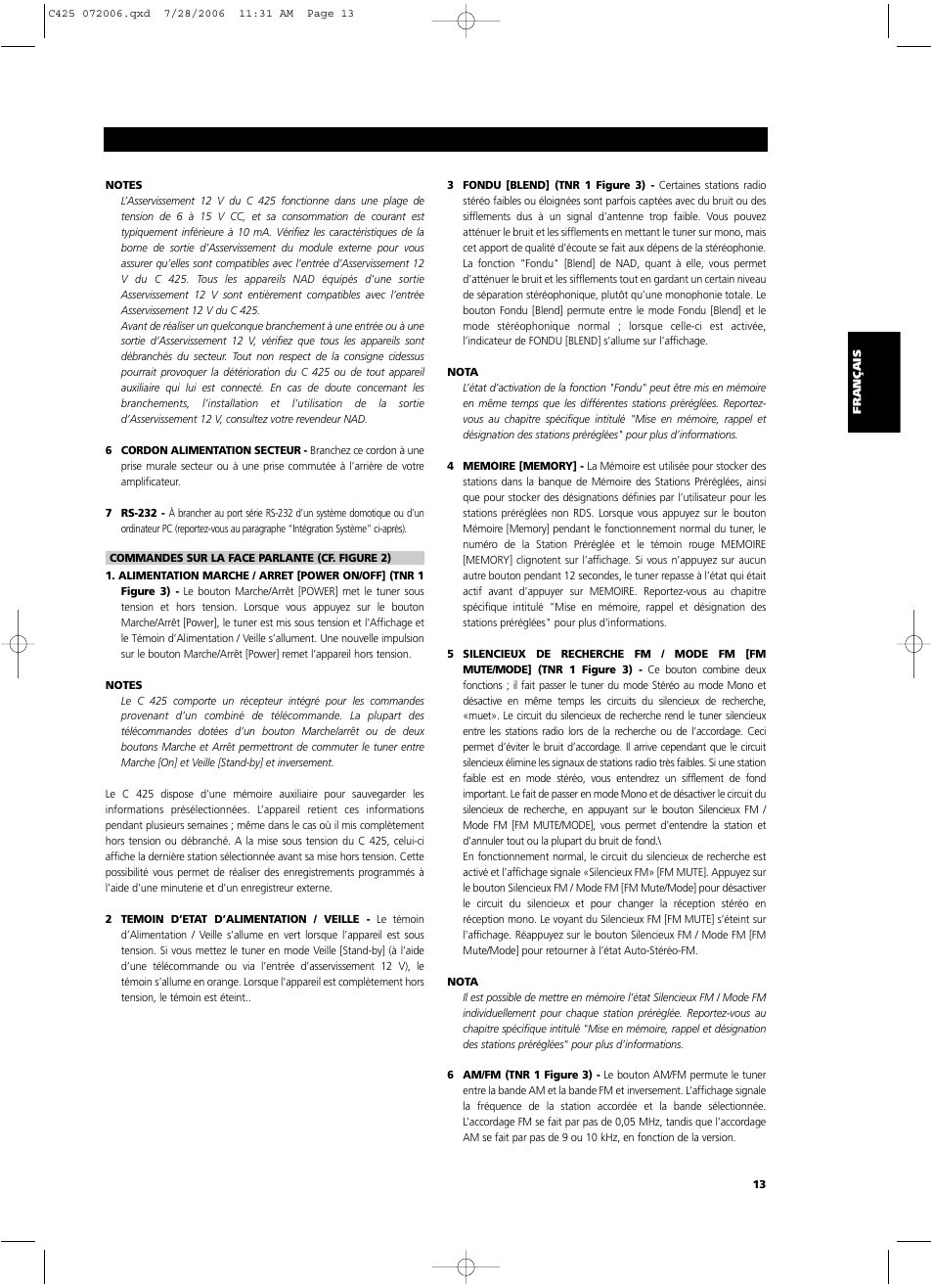 NAD C 425 User Manual | Page 13 / 68