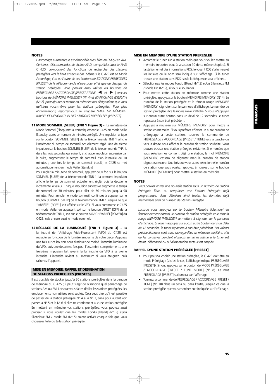 NAD C 425 User Manual | Page 15 / 68