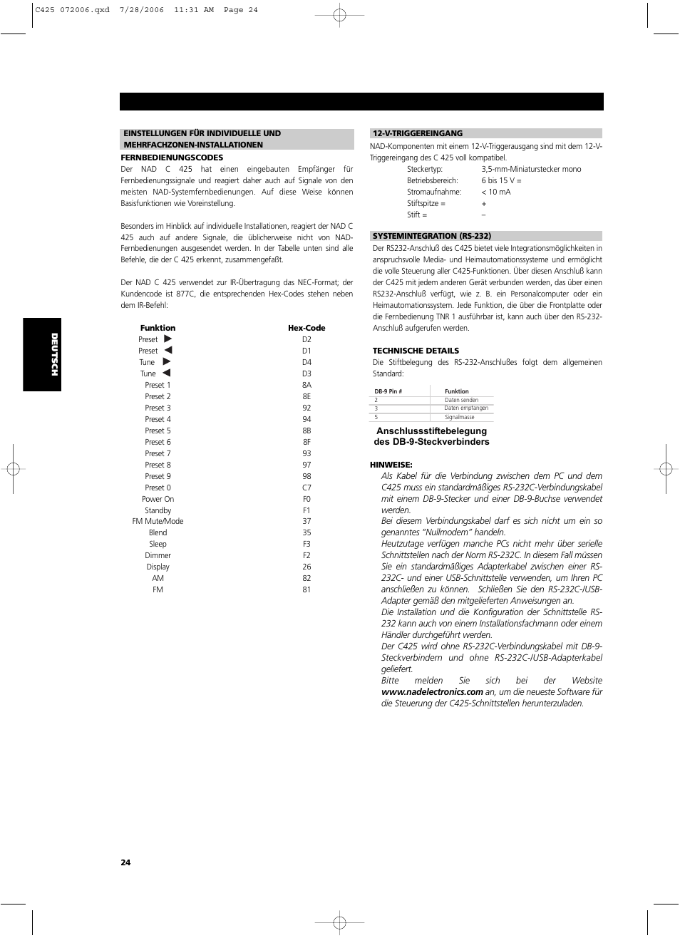 NAD C 425 User Manual | Page 24 / 68