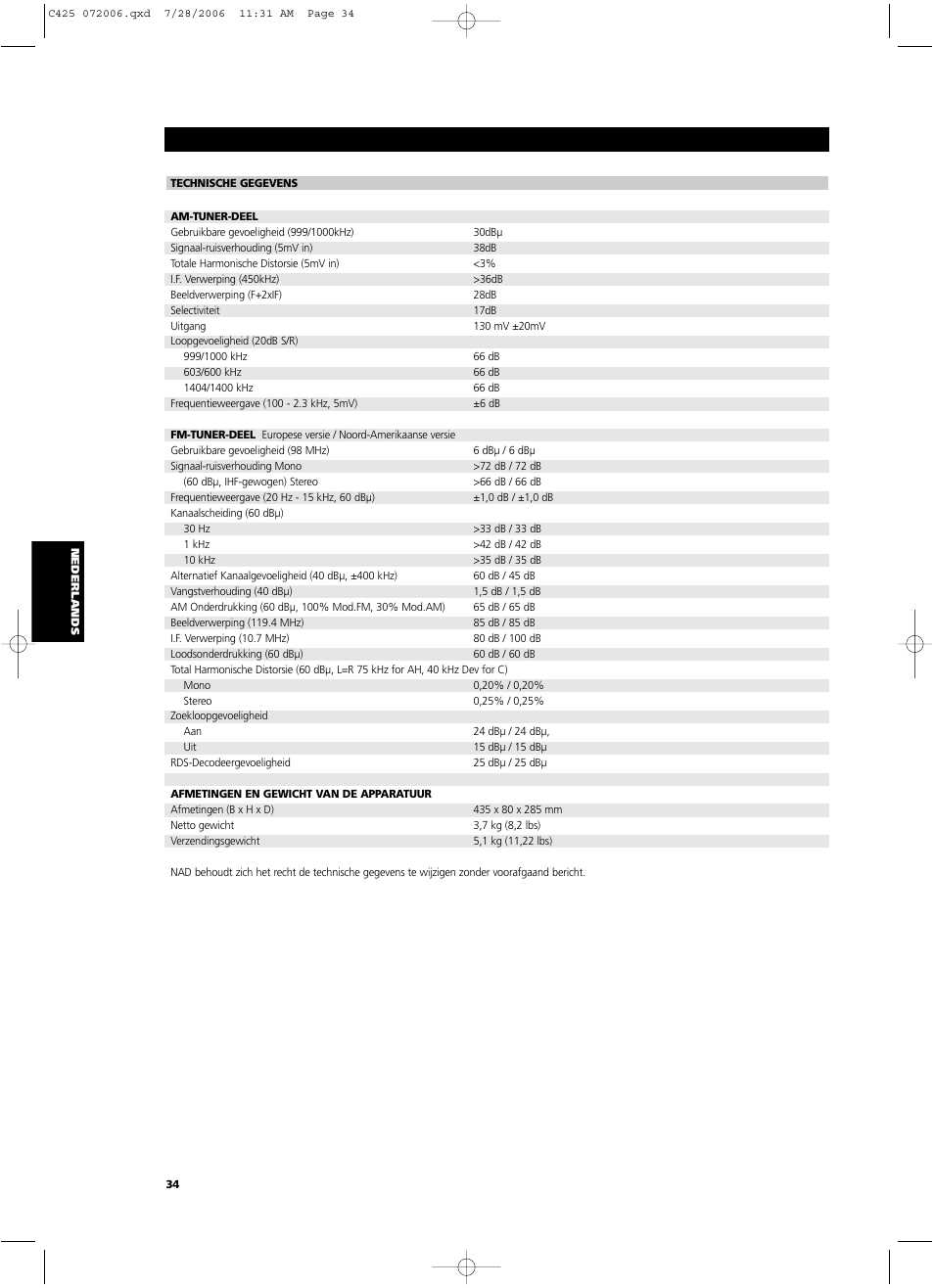 NAD C 425 User Manual | Page 34 / 68