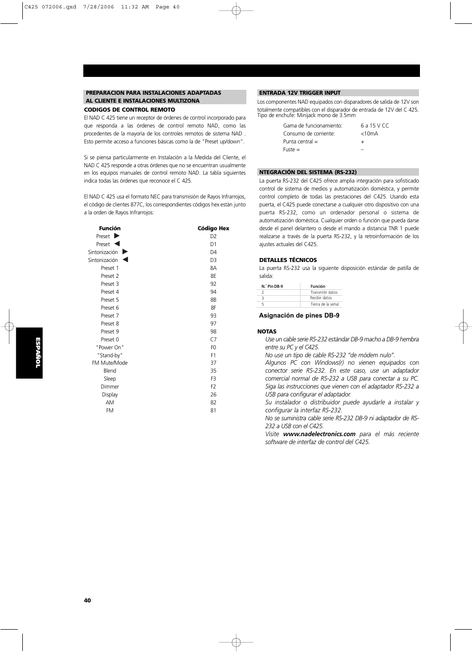 NAD C 425 User Manual | Page 40 / 68