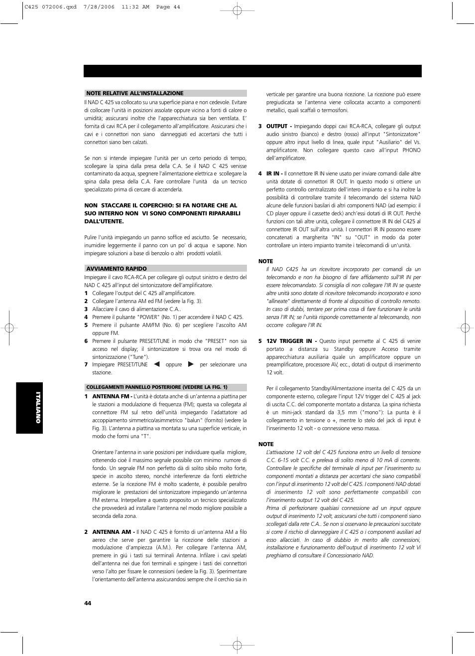 NAD C 425 User Manual | Page 44 / 68