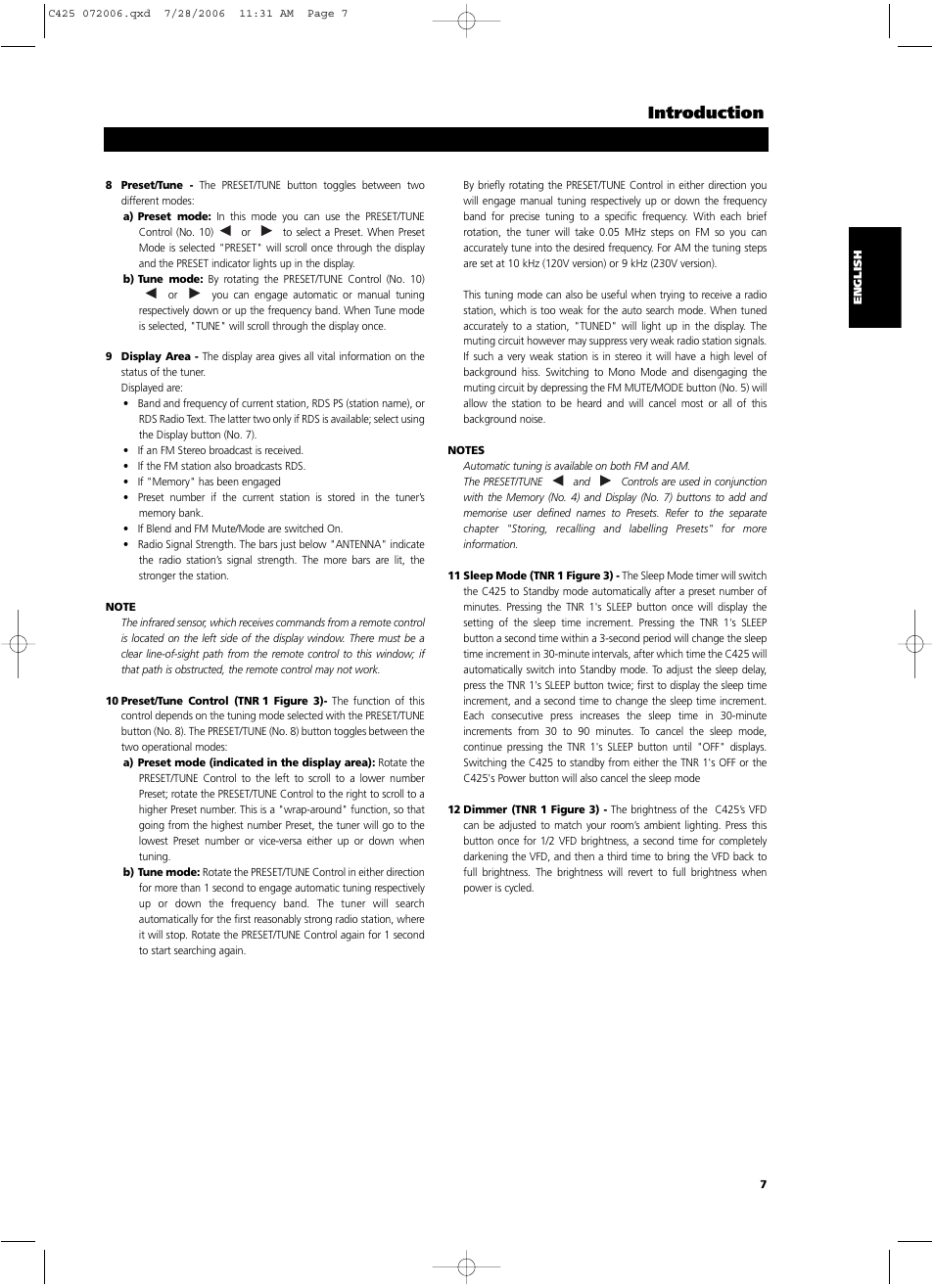 Introduction | NAD C 425 User Manual | Page 7 / 68